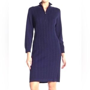 Tommy Bahama Long Sleeve Pullover 1/2 Zip Knit Sweater Dress Size Medium navy